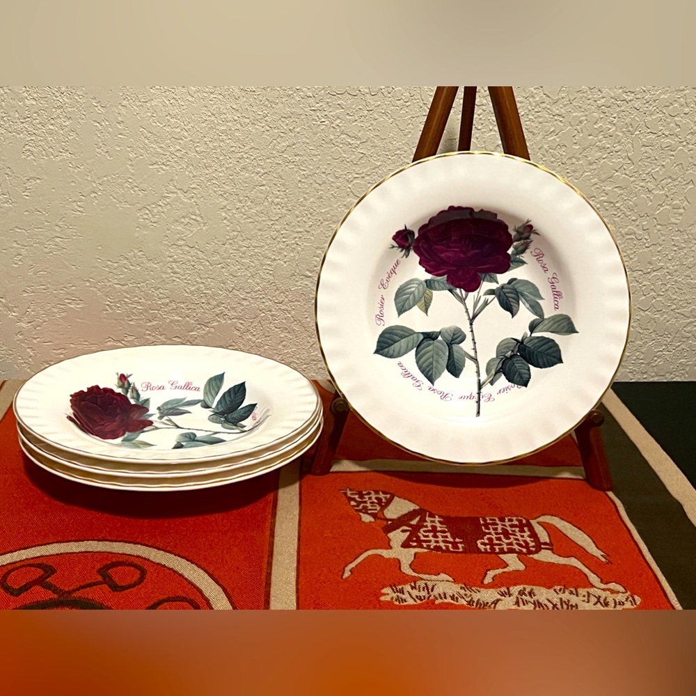 4 VTG Roy Kirkham 9” Soup Bowl. Versailles Rosa Gallica. Made In England.